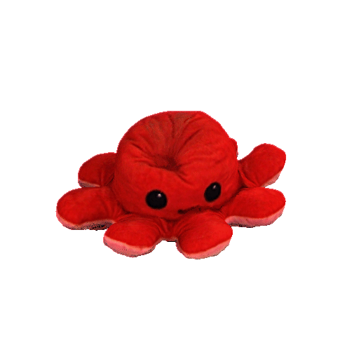 Animated deformation of a red octopus-shaped object.